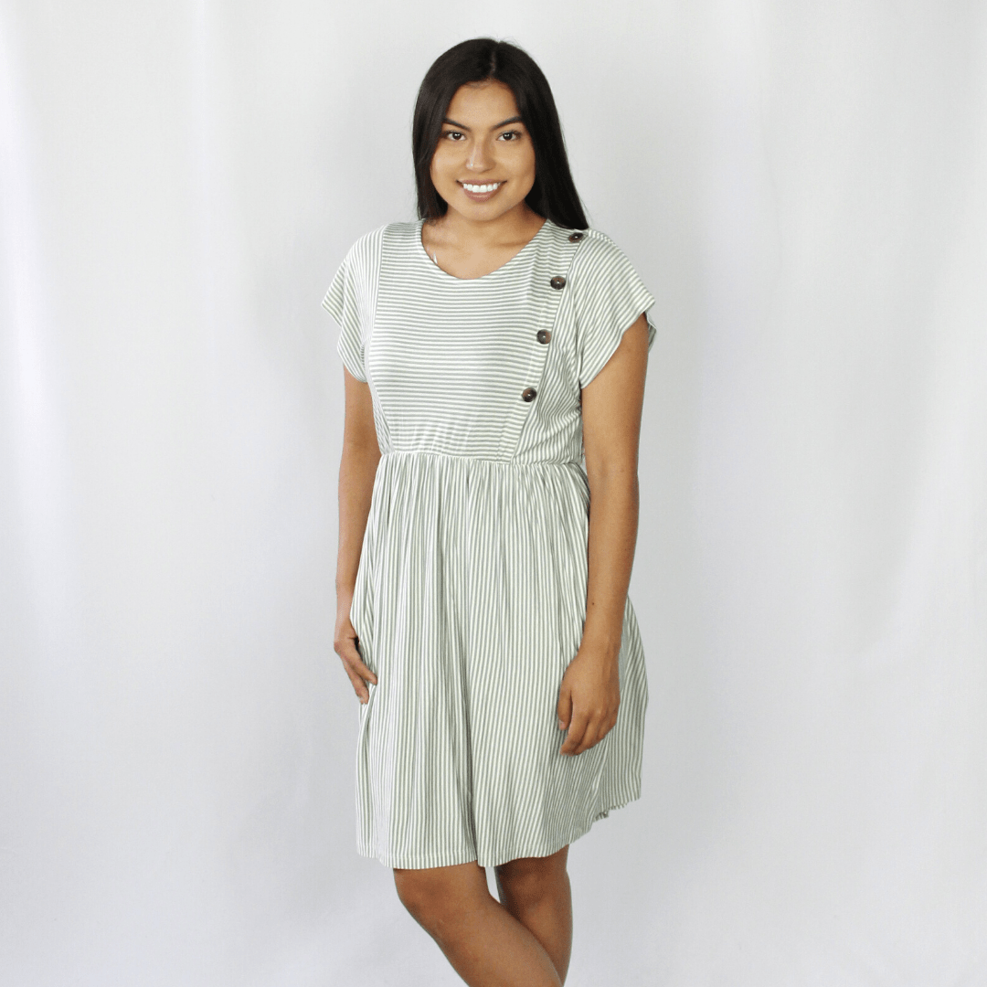 Stripe Button Babydoll Dress