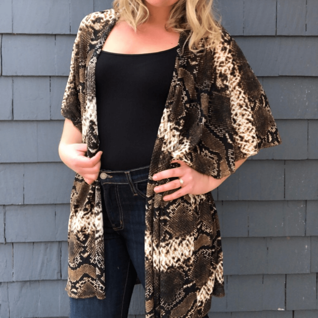Brown Python Kimono