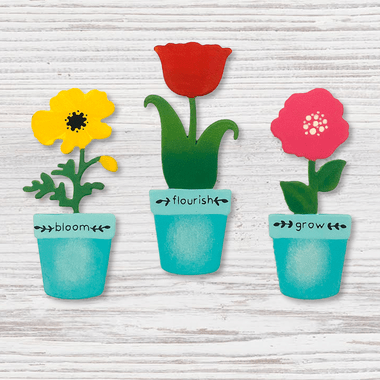 Flowers In Garden Pots Magnets S/3
