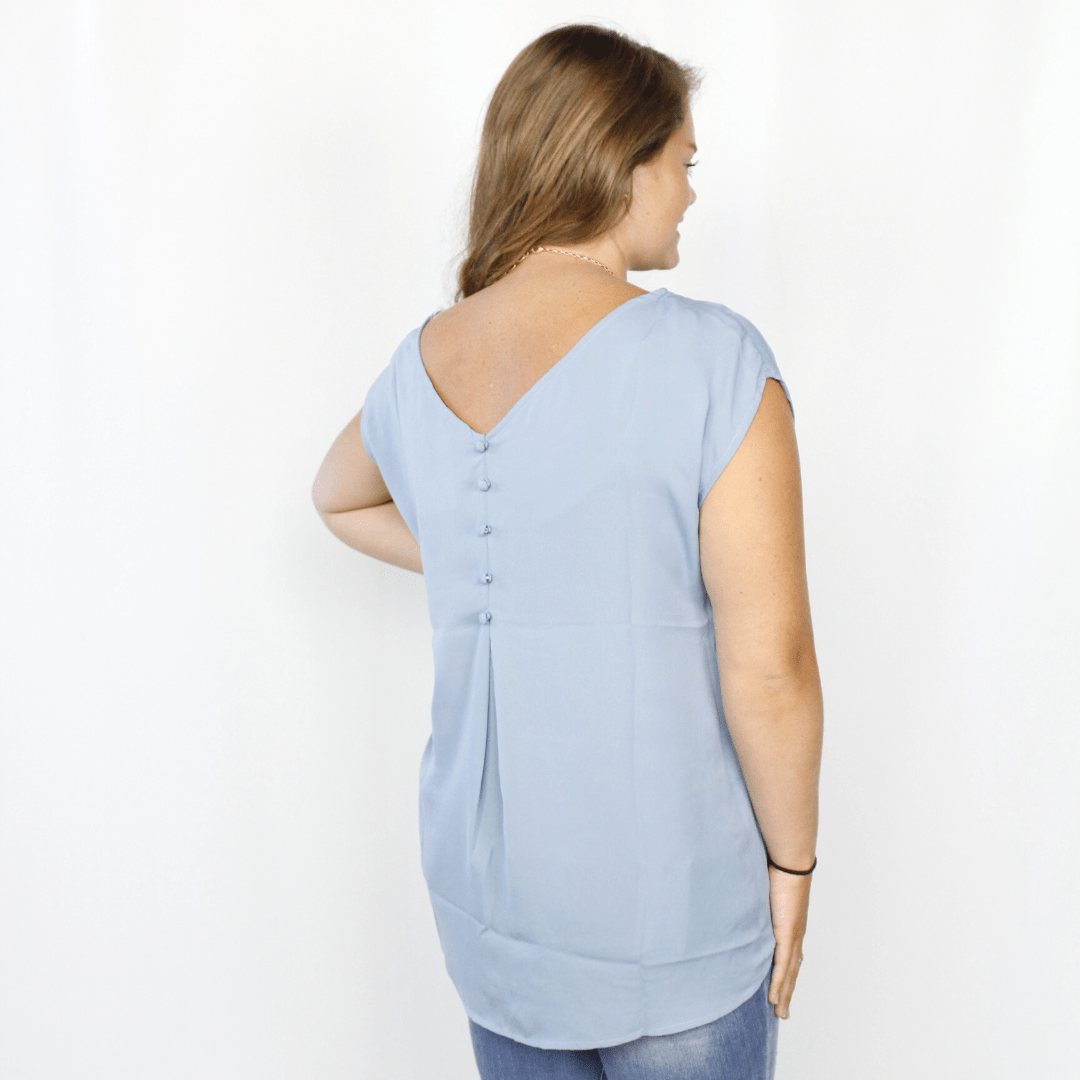 Light blue tank top, semiformal, button back