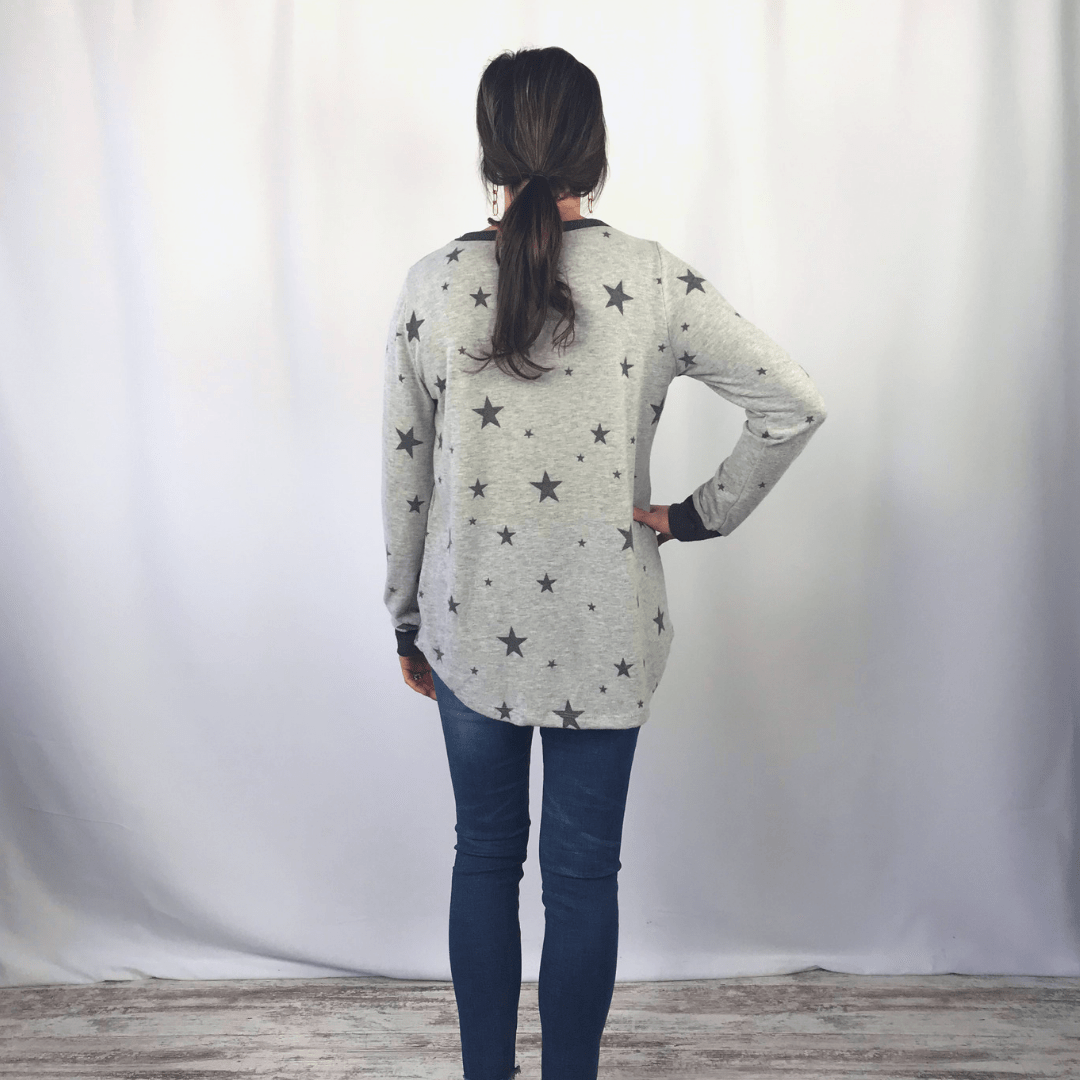 Soft Grey Star Top