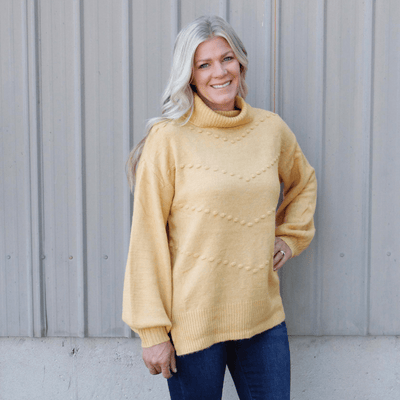 Pom Slouchy Cowl Neck Sweater