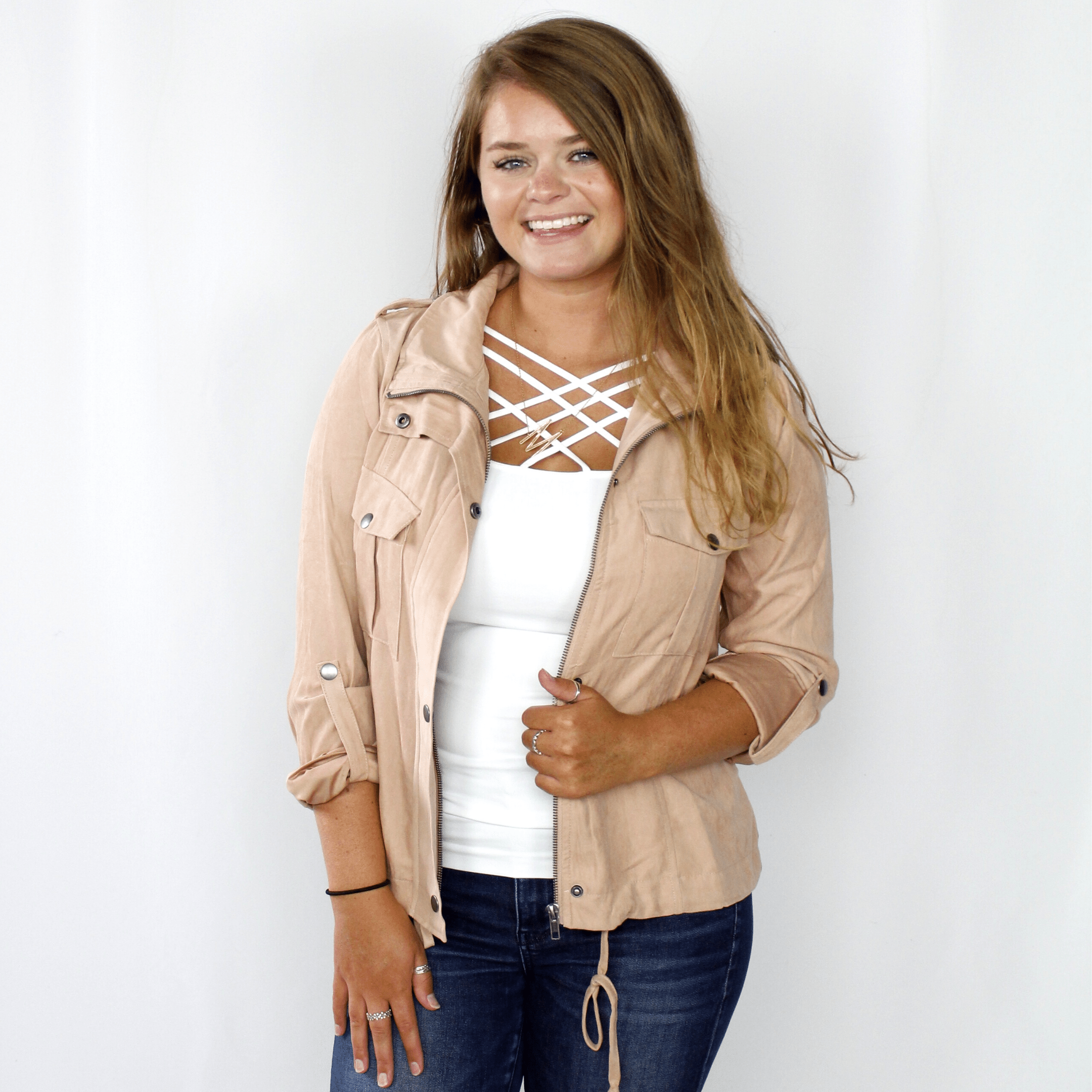 Blush Suede Drawstring Jacket