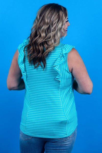 Stripe Ruffle Knit Top