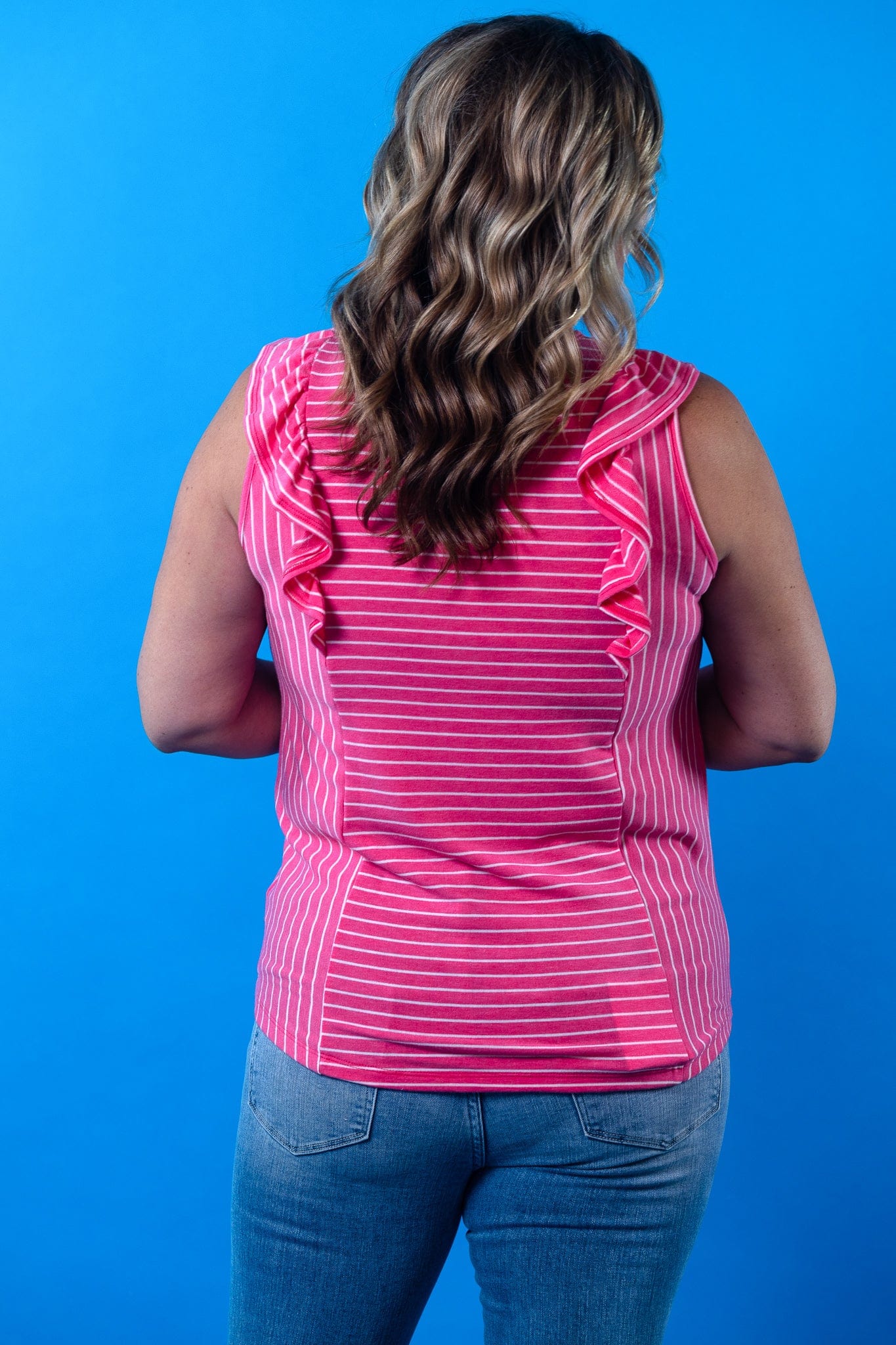 Stripe Ruffle Knit Top