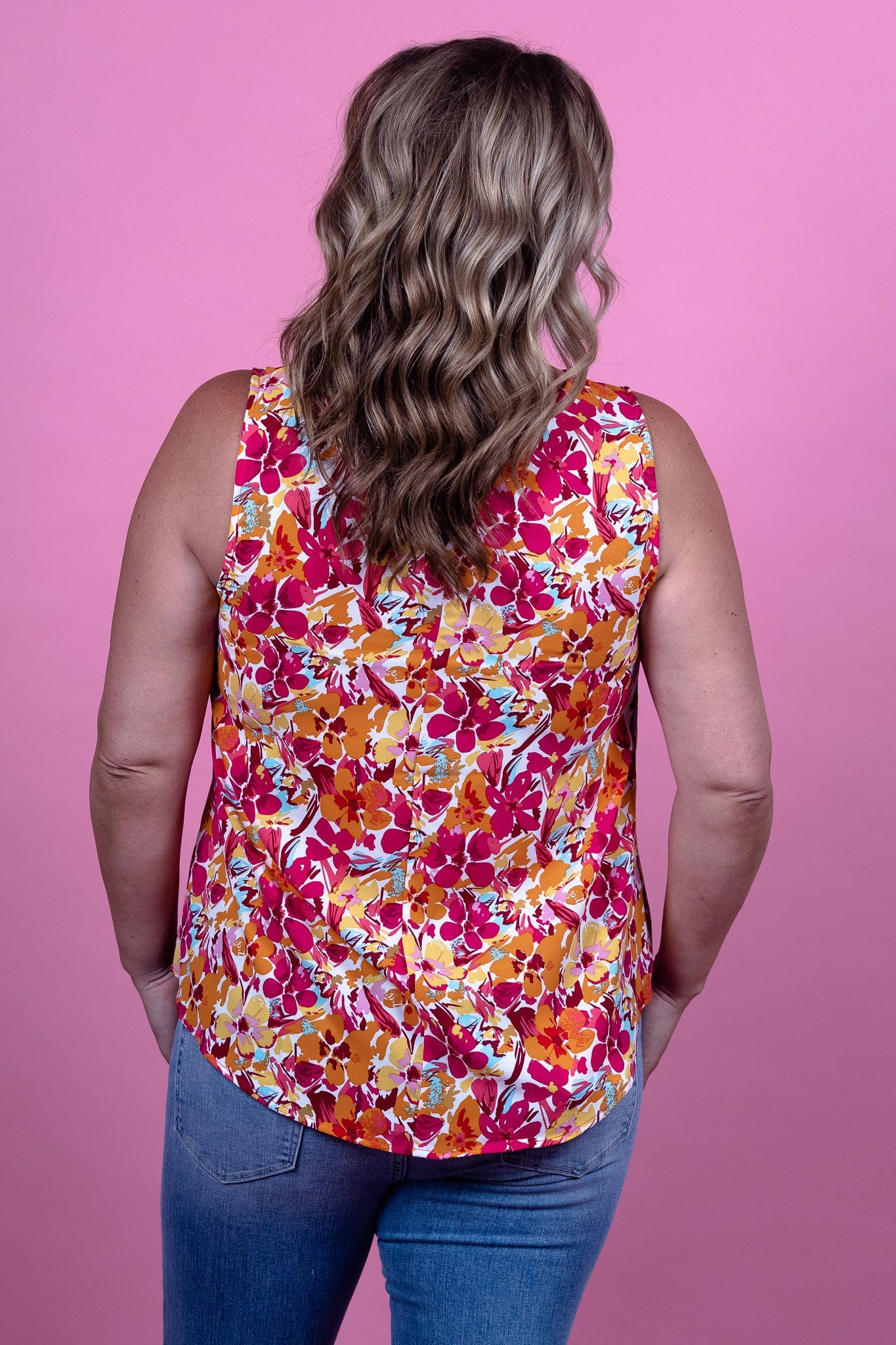 Fuchsia Floral Keyhole Tank
