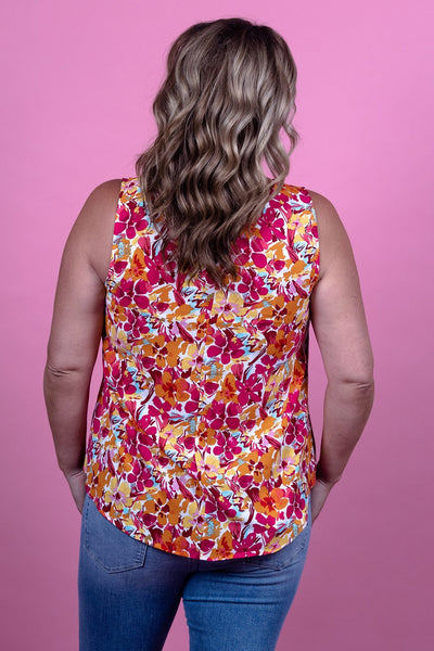 Fuchsia Floral Keyhole Tank