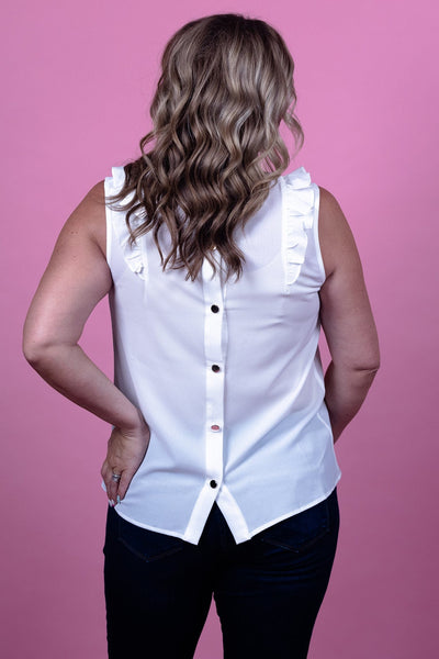 Ivory Ruffle Detail Tank Blouse