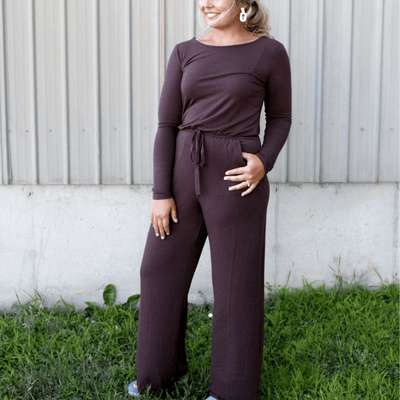Long Sleeve Drawstring Jumpsuit