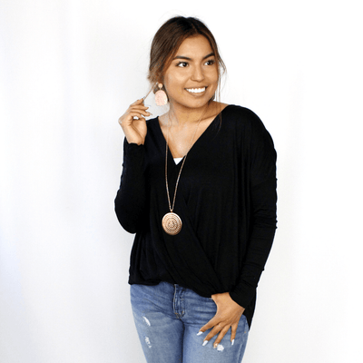 Long Sleeve Wrap Front Top