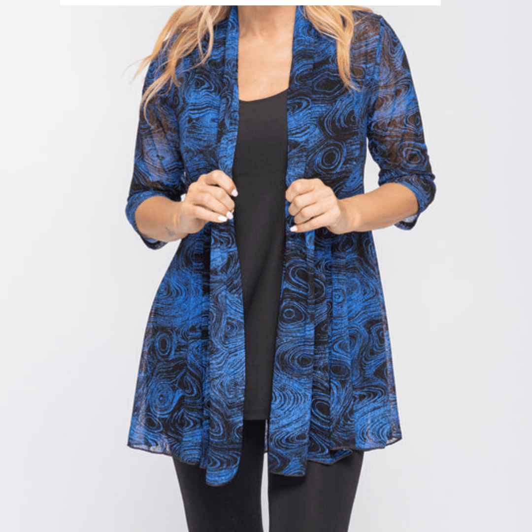 Royal Blue Swirl Mesh Cardigan
