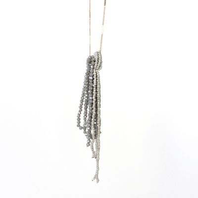 Gray Beaded Pendant Necklace