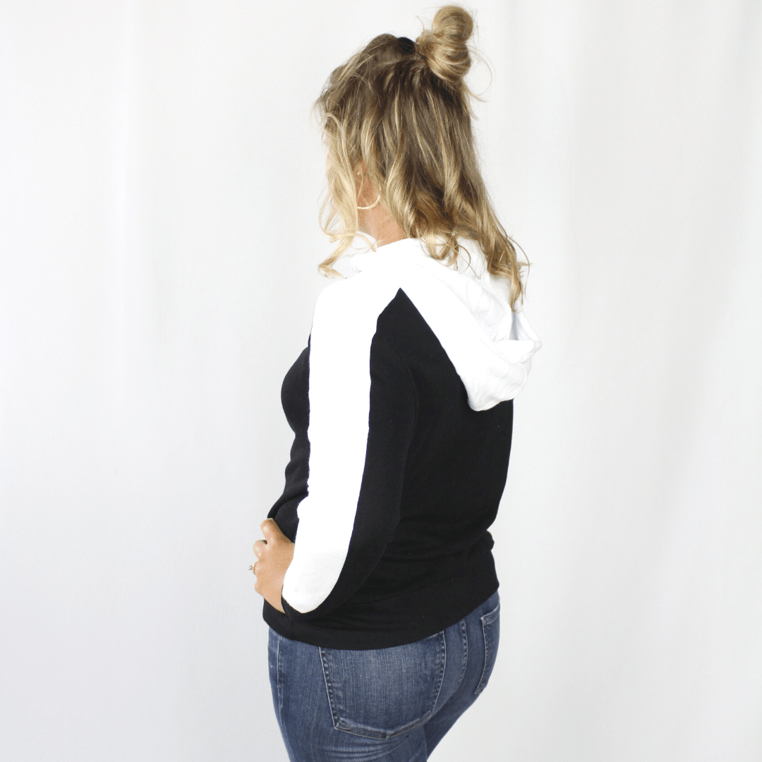 Black White Colorblock Hoodie