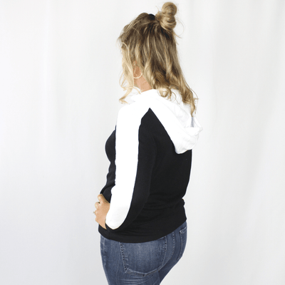 Black White Colorblock Hoodie