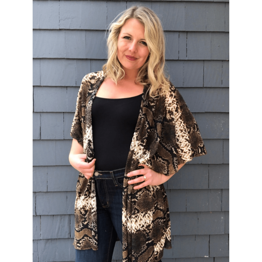 Brown Python Kimono