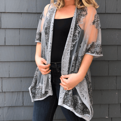 Sheer Print Kimono