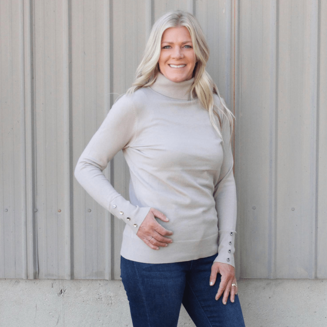 Turtleneck Sweater w/ Button Details
