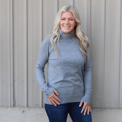 Turtleneck Sweater w/ Button Details