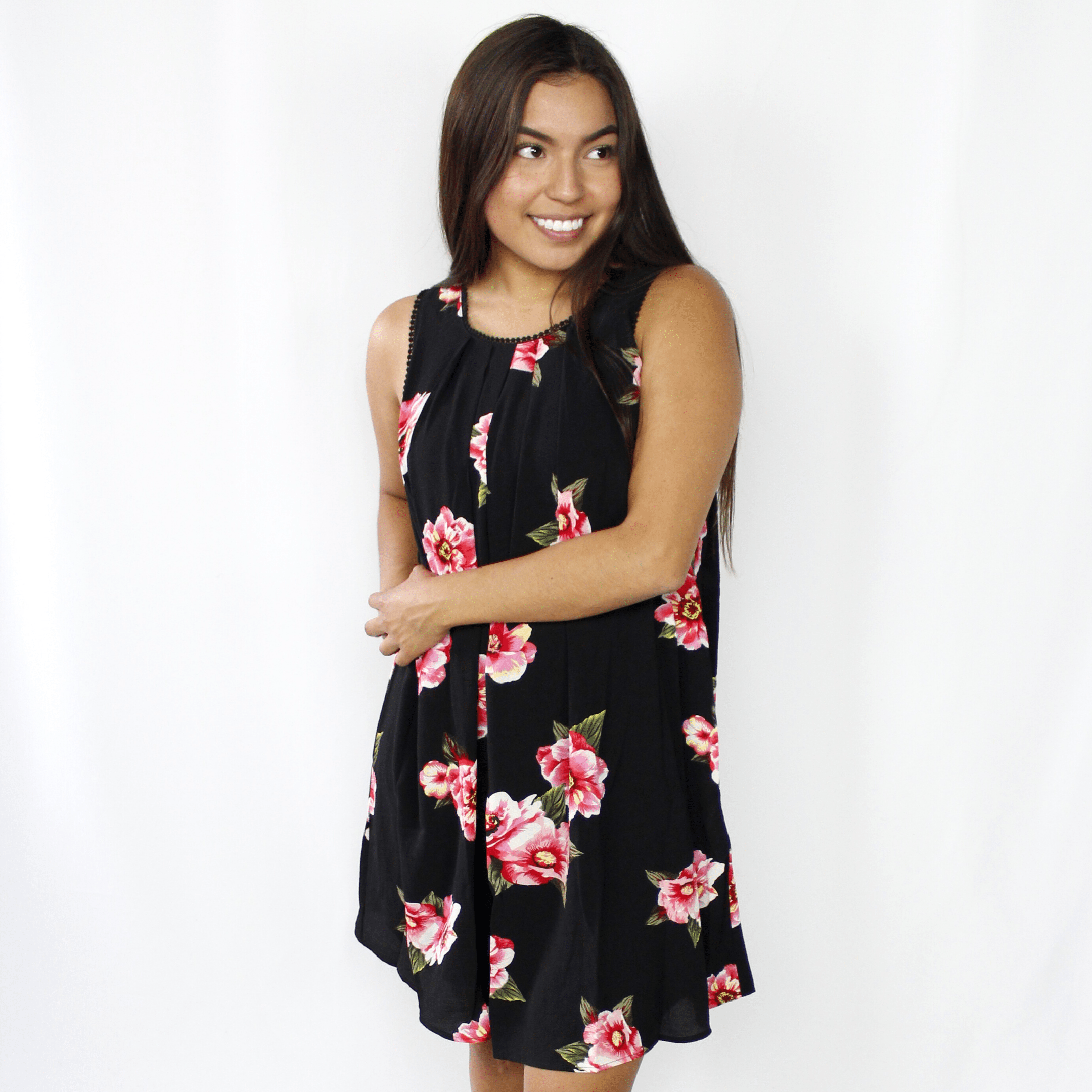 Black Floral Keyhole Dress