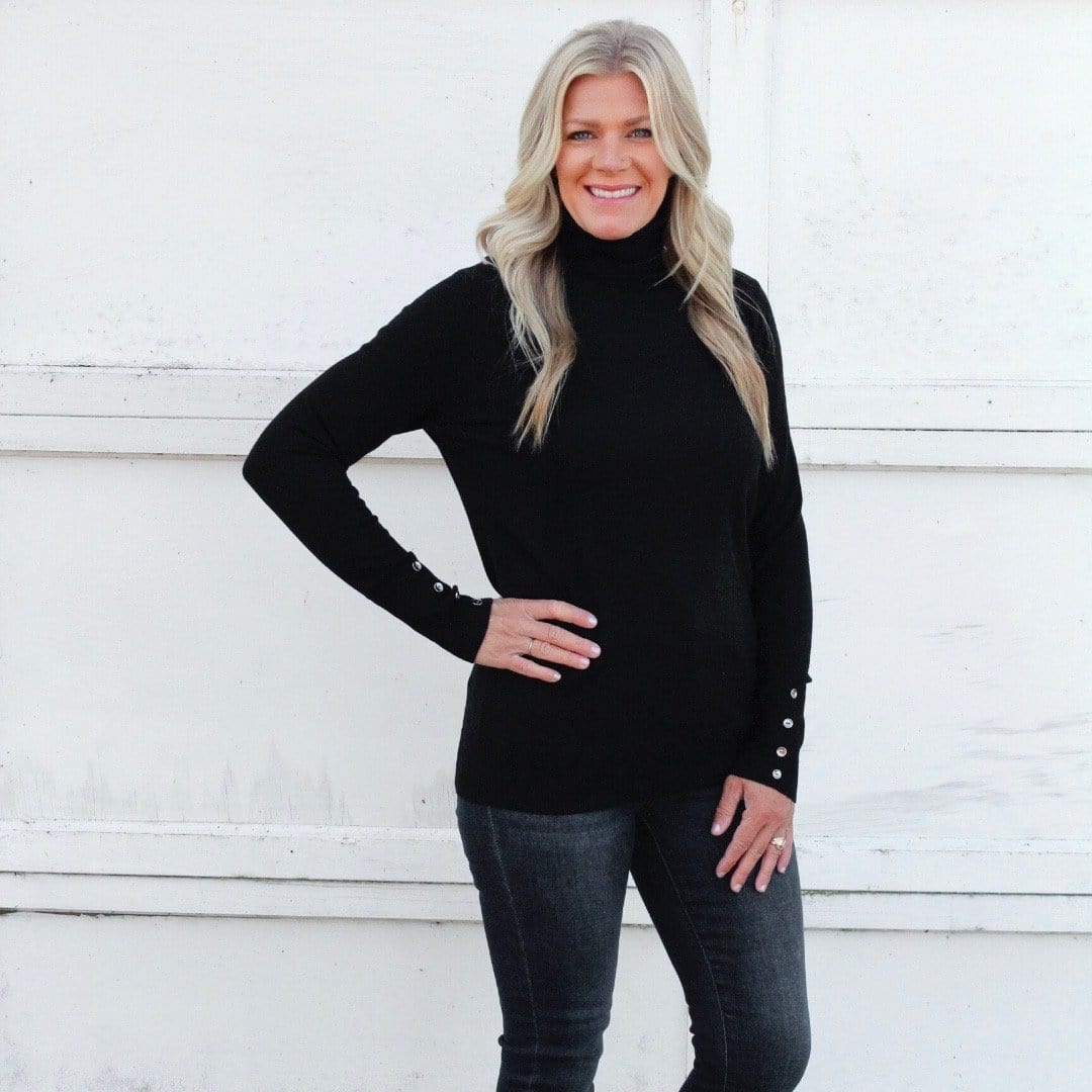 Turtleneck Sweater w/ Button Details