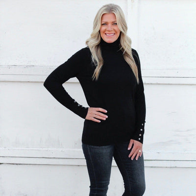 Turtleneck Sweater w/ Button Details