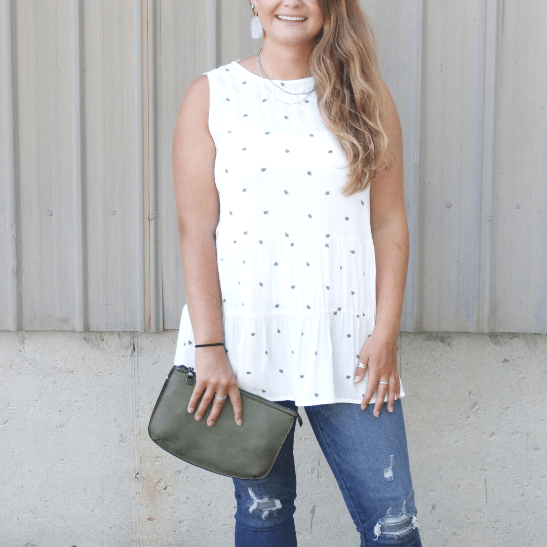 Leaf Sleeveless Tiered Top