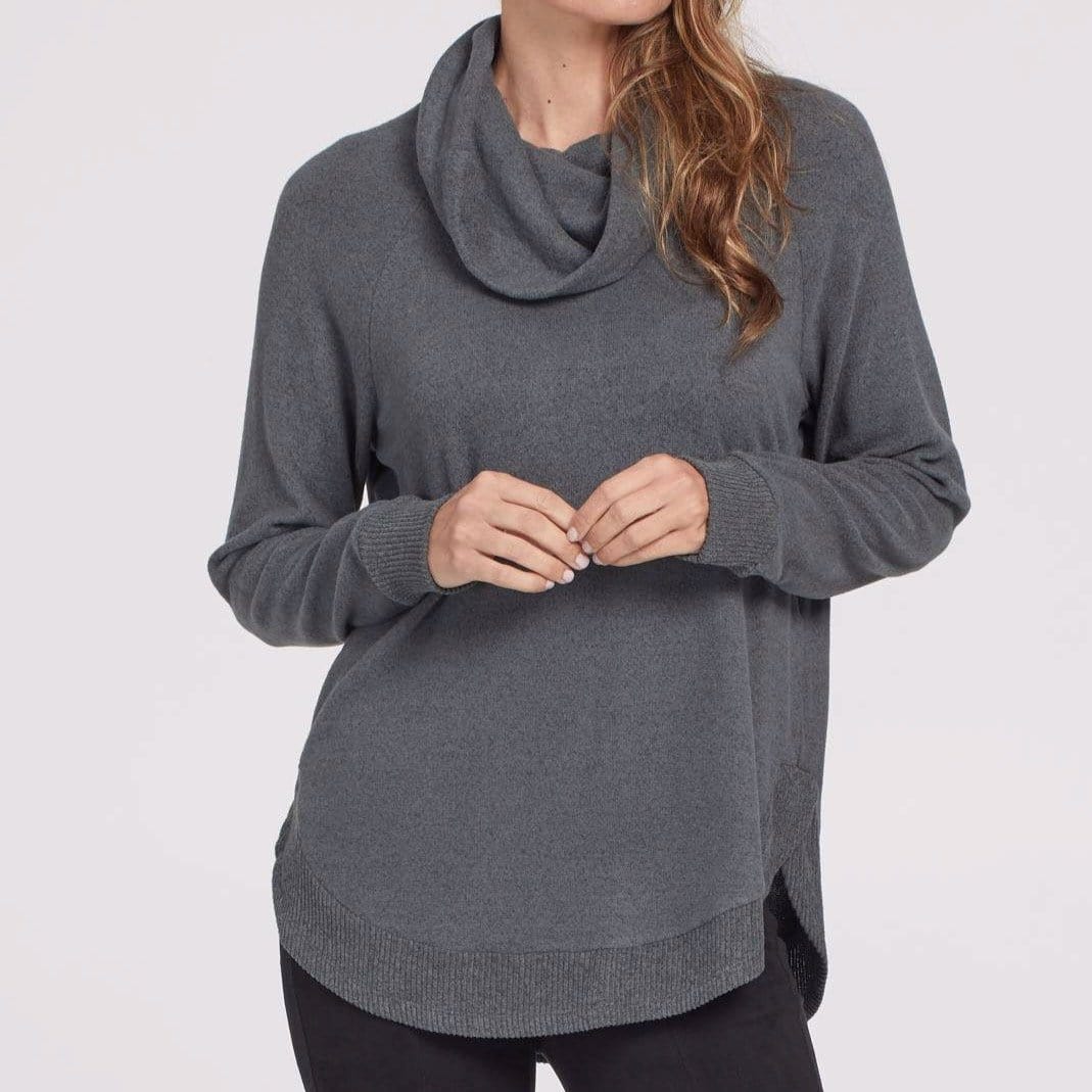 Grey Long Sleeve Cowl Neck Top