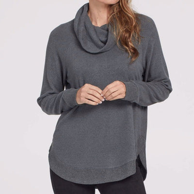 Grey Long Sleeve Cowl Neck Top
