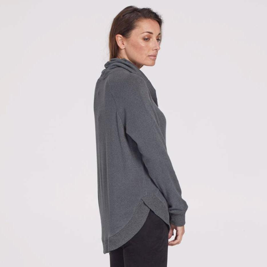 Grey Long Sleeve Cowl Neck Top