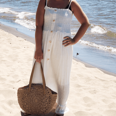 White Button Maxi Dress