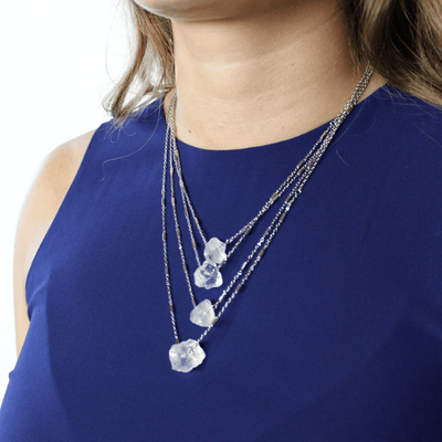 Layered Silver Stone Necklace