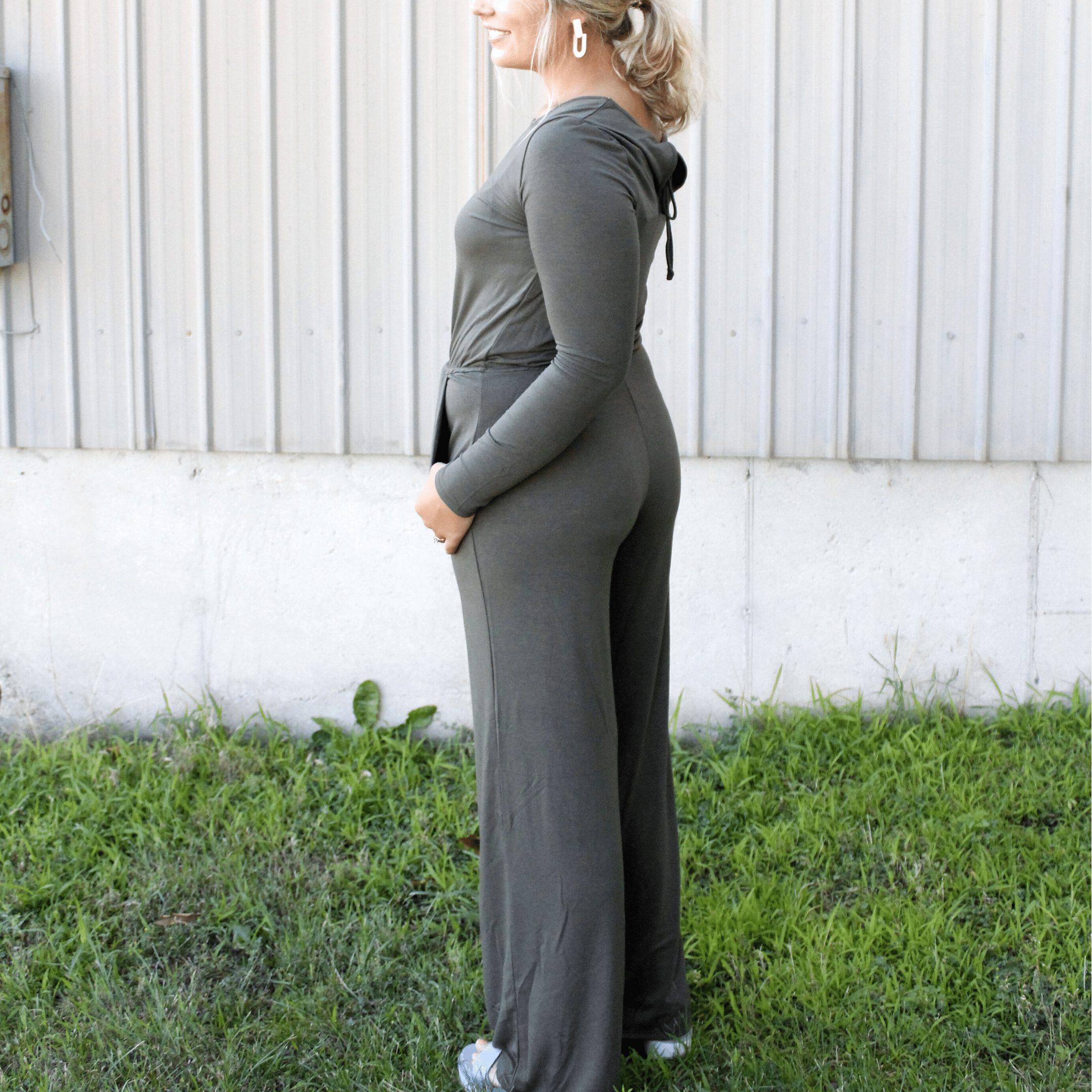 Long Sleeve Drawstring Jumpsuit