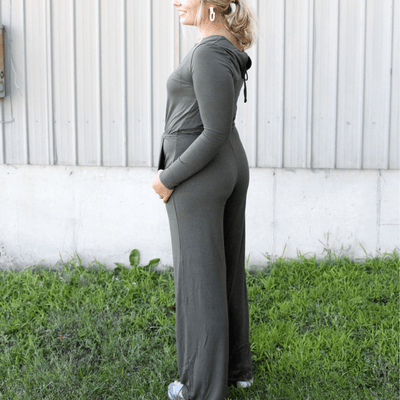 Long Sleeve Drawstring Jumpsuit