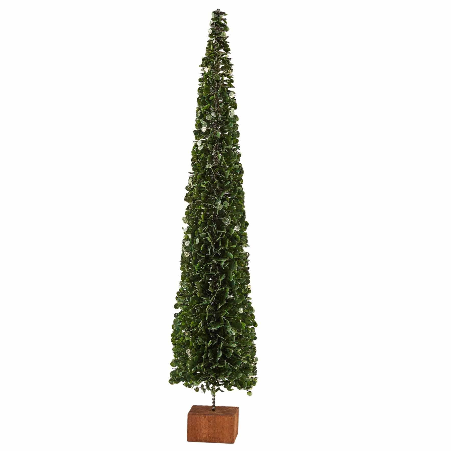 Large Faux Boxwood Tree on Block