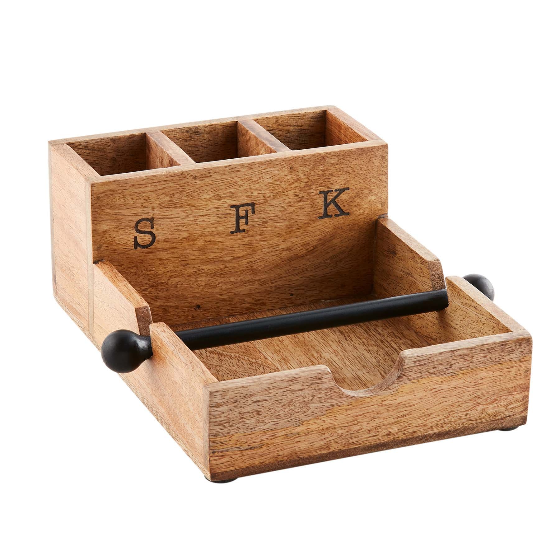 Wood Napkin & Utensil Holder