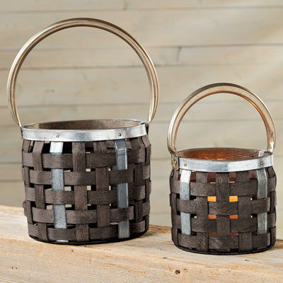 Woven Wood Lantern Set