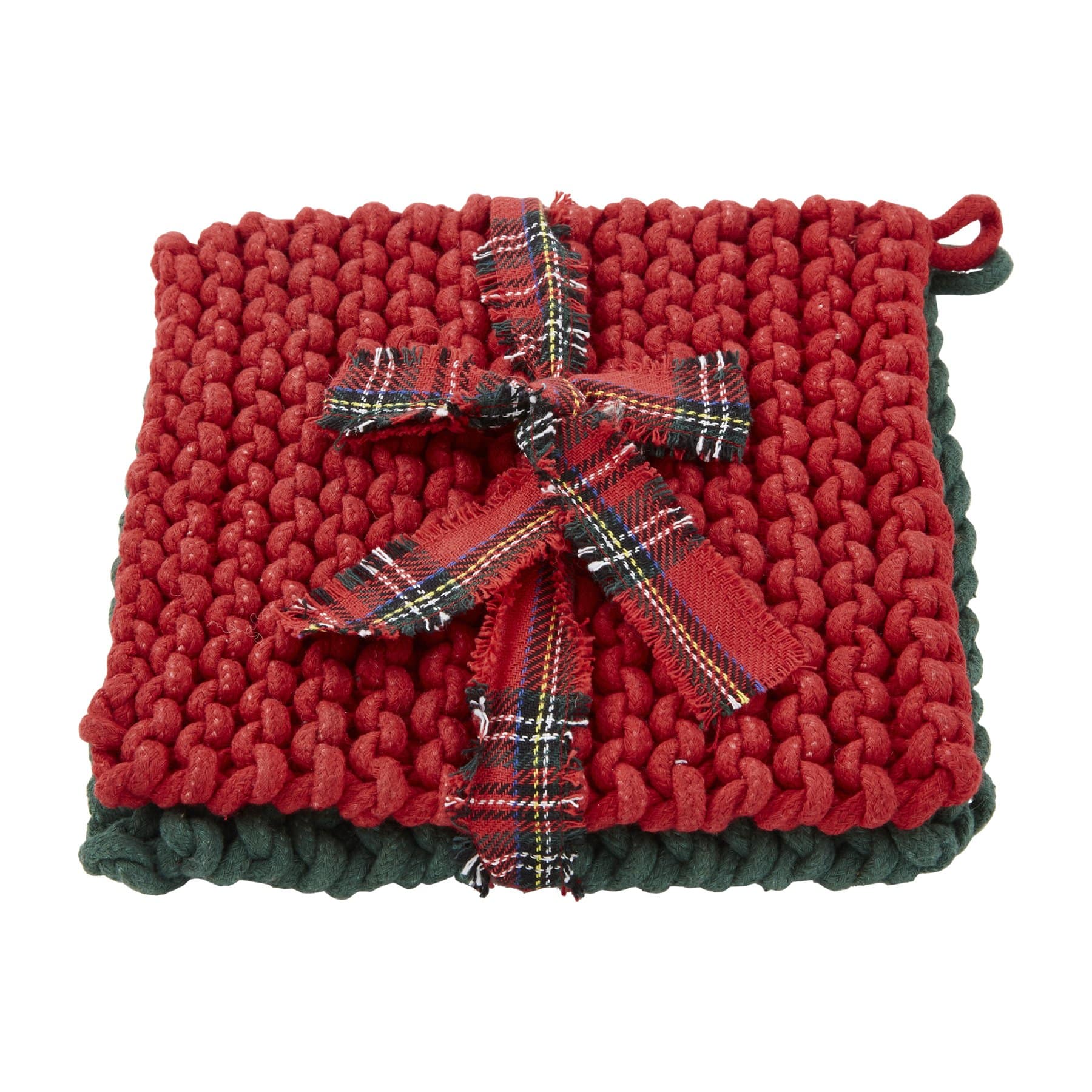 GREEN CROCHET POT HOLDER SET
