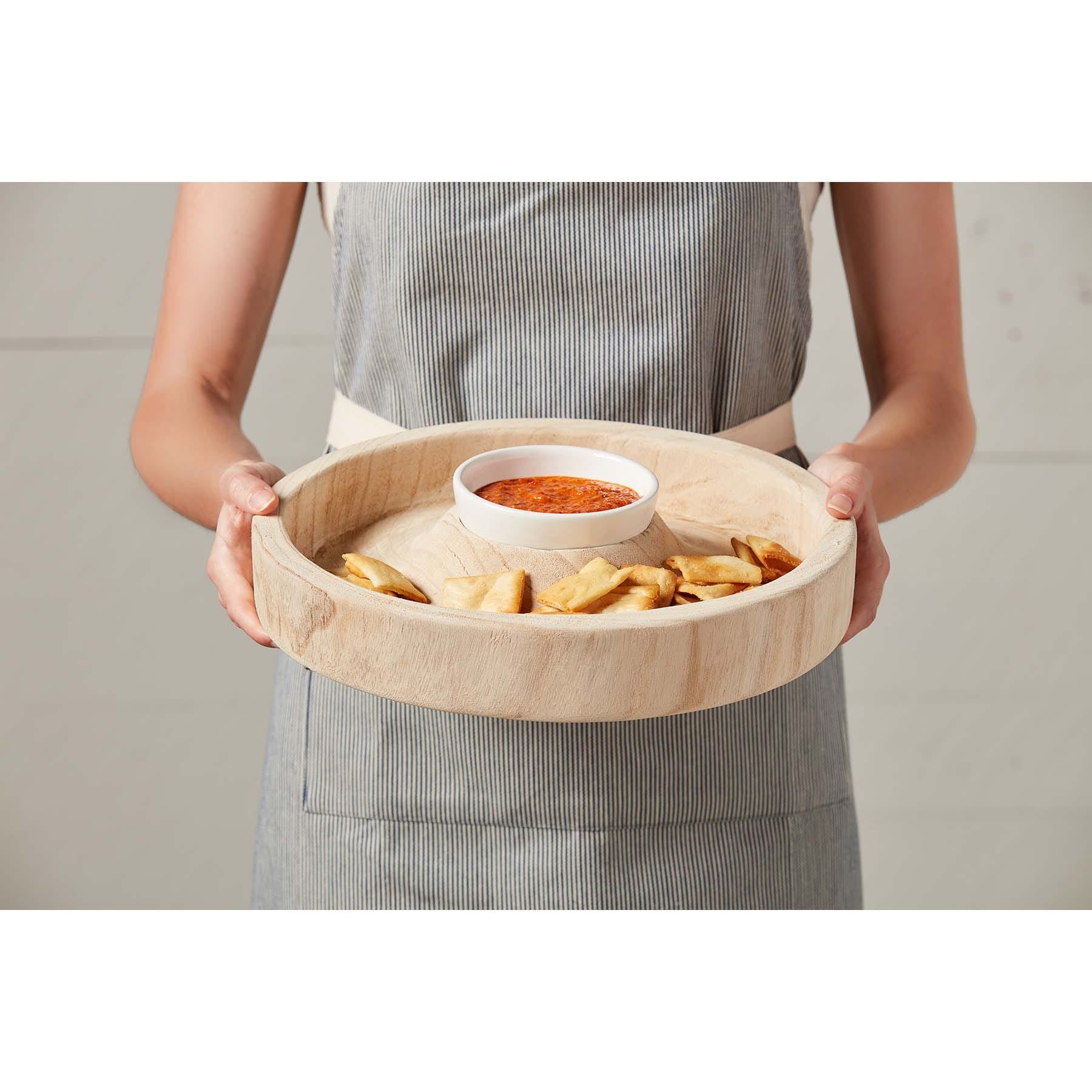 Paulownia Chip Ceramic Dip Bowl