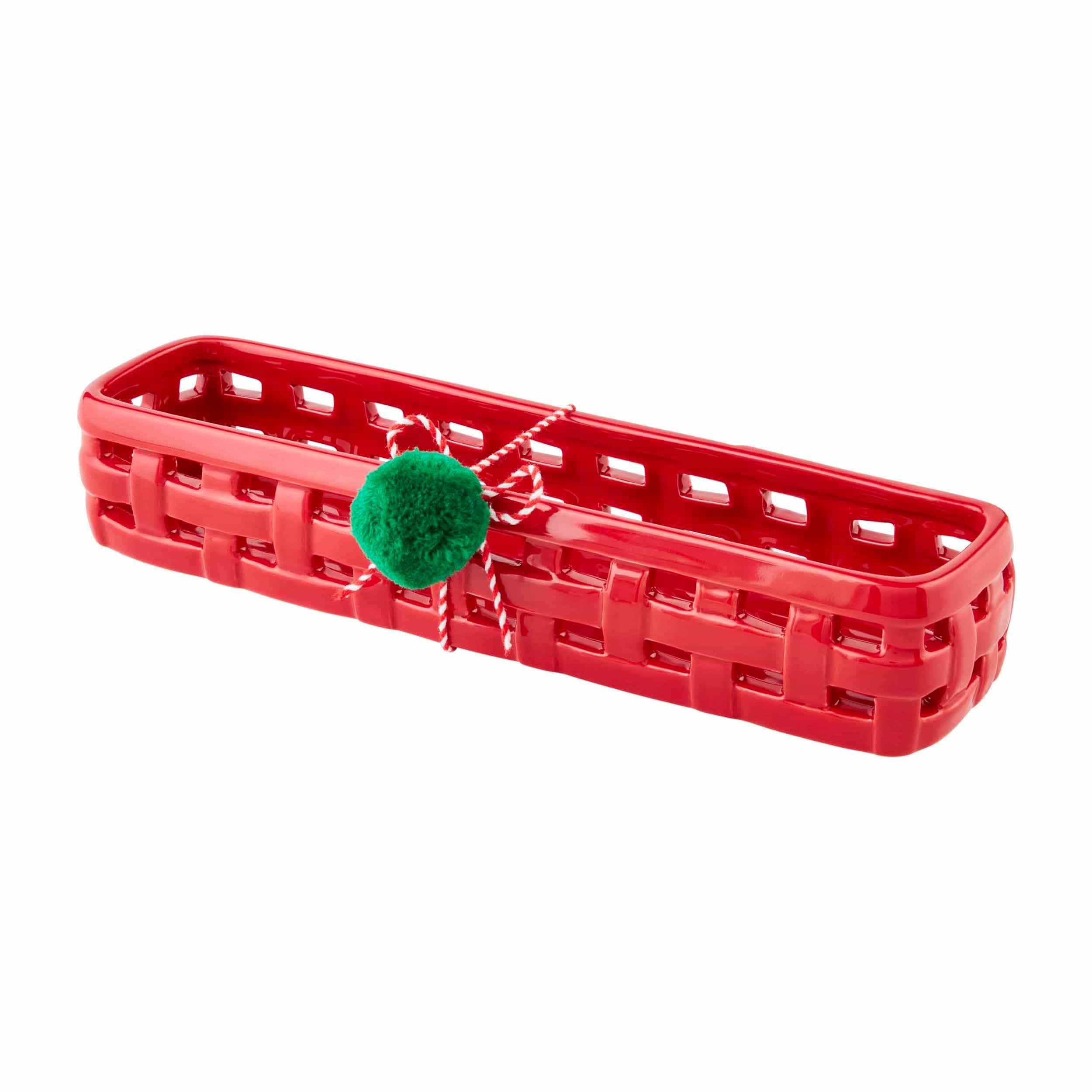 Red Woven Cracker Dish