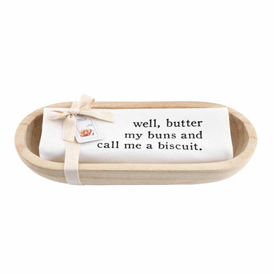 Paulownia Bread Bowl & Towel
