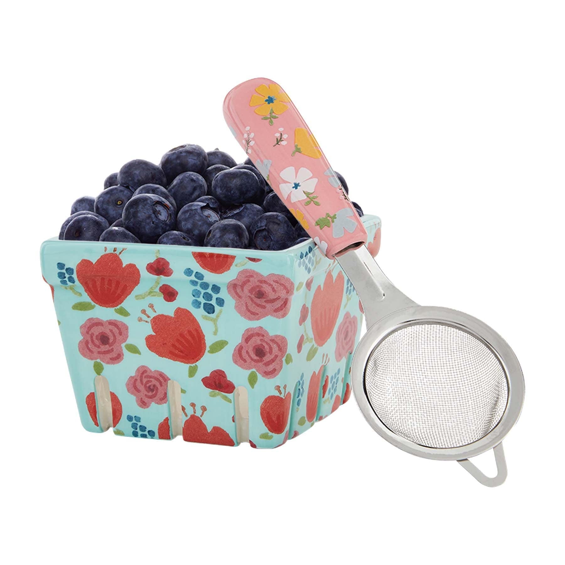 Blue Floral Berry Basket Set