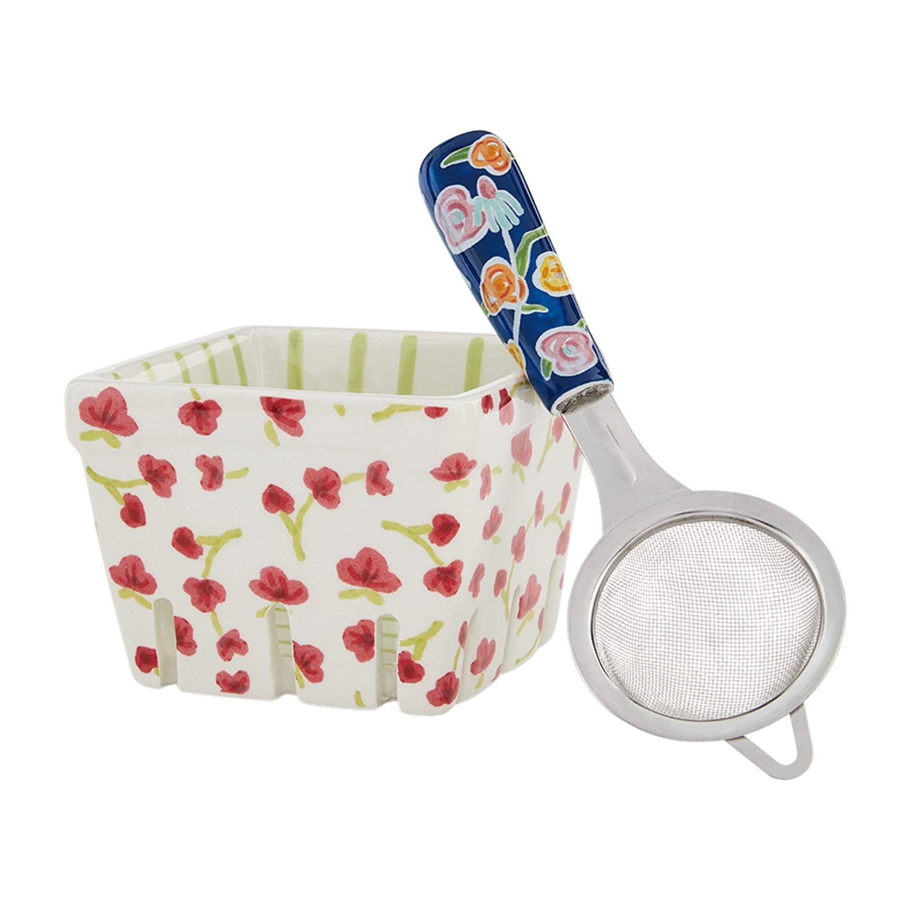 Pink Floral Berry Basket Set