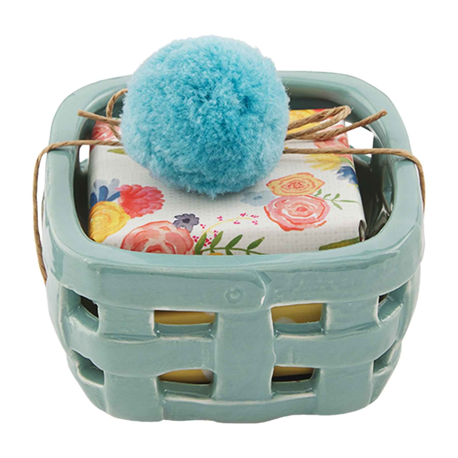 Blue Floral Soap Set Holder