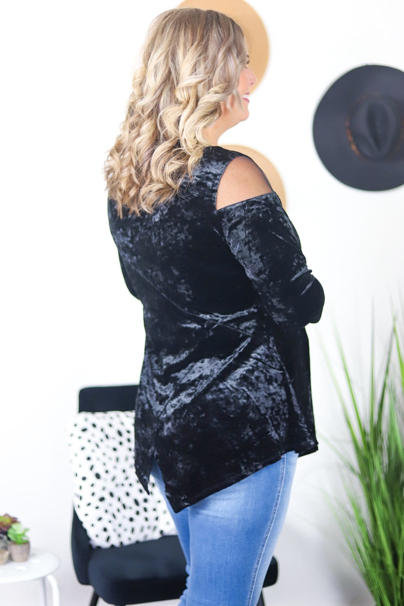 Velvet Sheer Shoulder Top