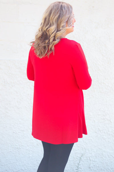 Red Sheer Sleeve Tunic