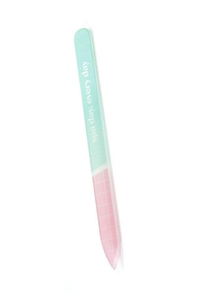 pink and teal text nail file 