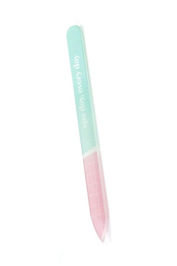 pink and teal text nail file 