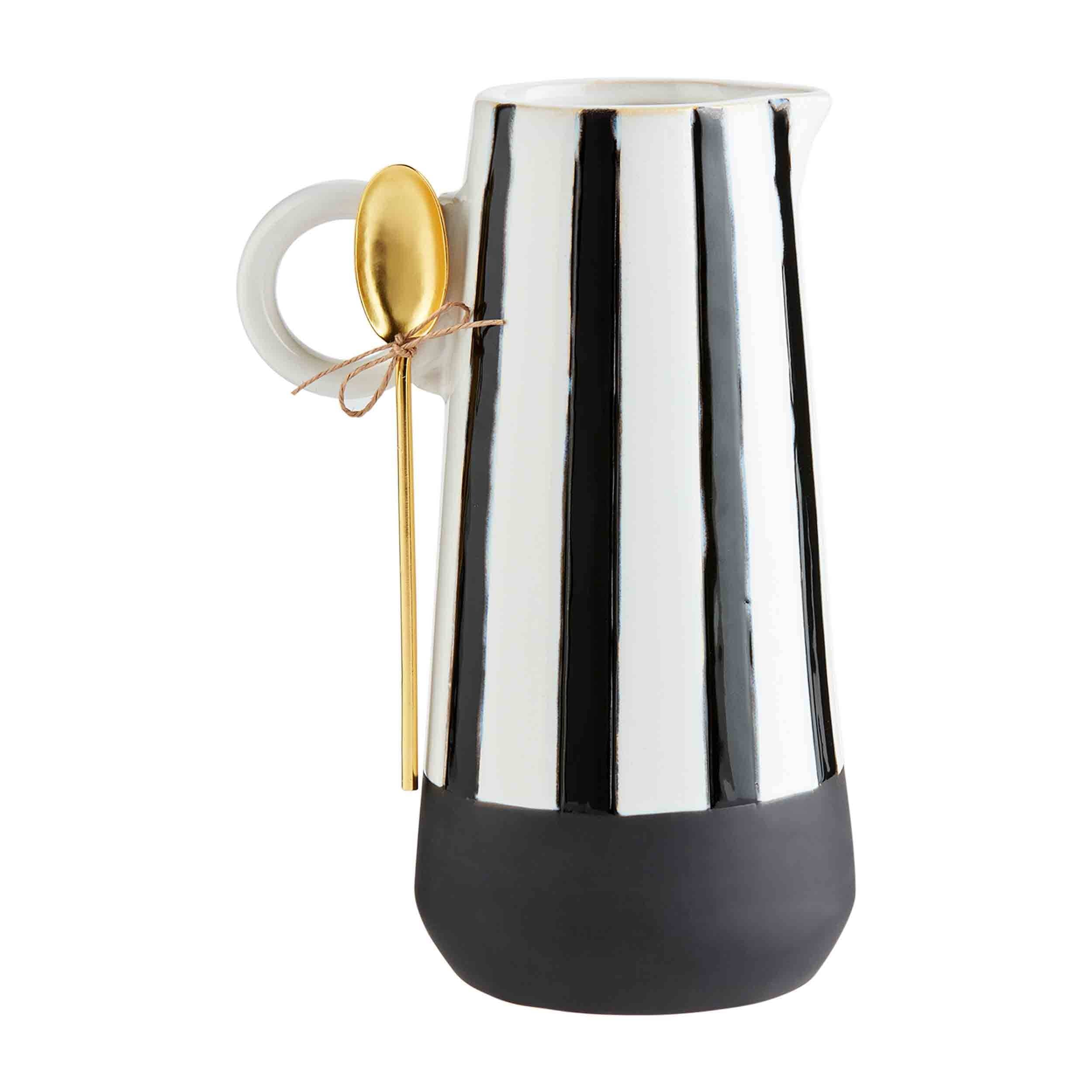 Black & White Stripe Pitcher Set