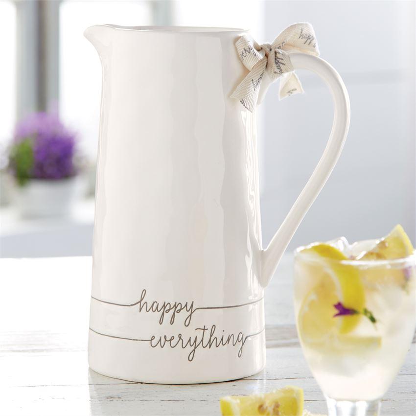 Happy Everything Ceramic Pitcher