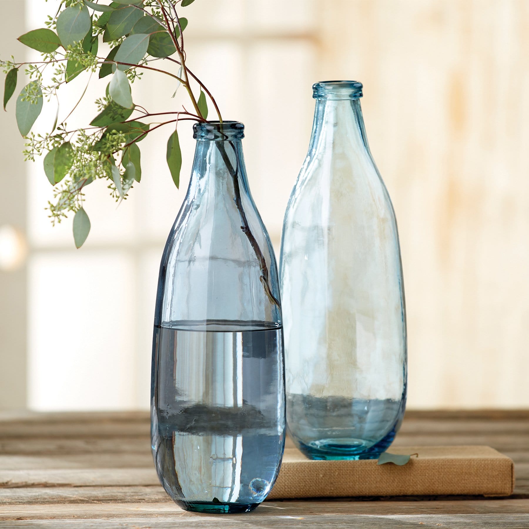 Tall Slim Grey Blue Vase